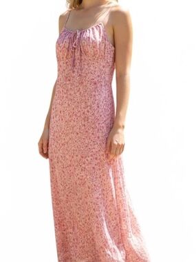 Socialite Pink Ditsy Floral Boho Cottagecore Midi Slip Dress sz M NWT